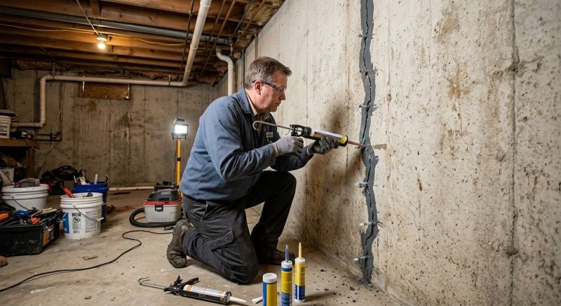 Basement Crack Repair in Waltham, MA