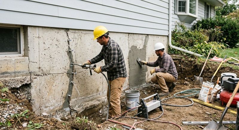 Cracked Foundation Repair in Foxboro, MA