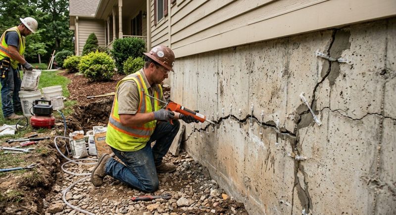 Cracked Foundation Repair in West Newton, MA