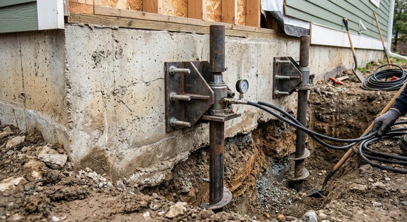 Foundation Pier Leveling in Waltham, MA