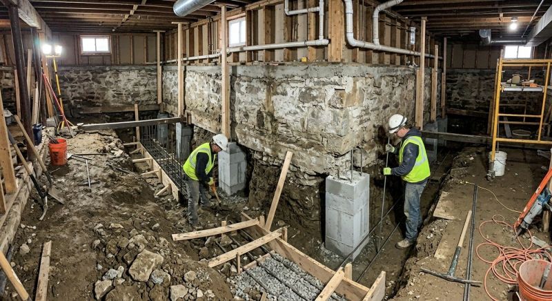 Foundation Underpinning in Waltham, MA