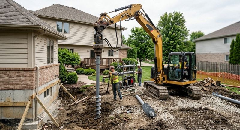 Helical Pile Installation in Waltham, MA