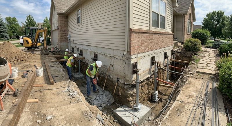 House Underpinning in Waltham, MA