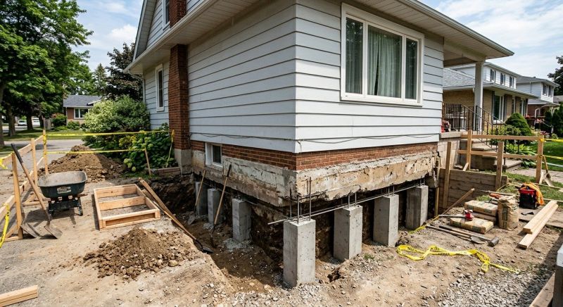 House Underpinning in Waltham, MA