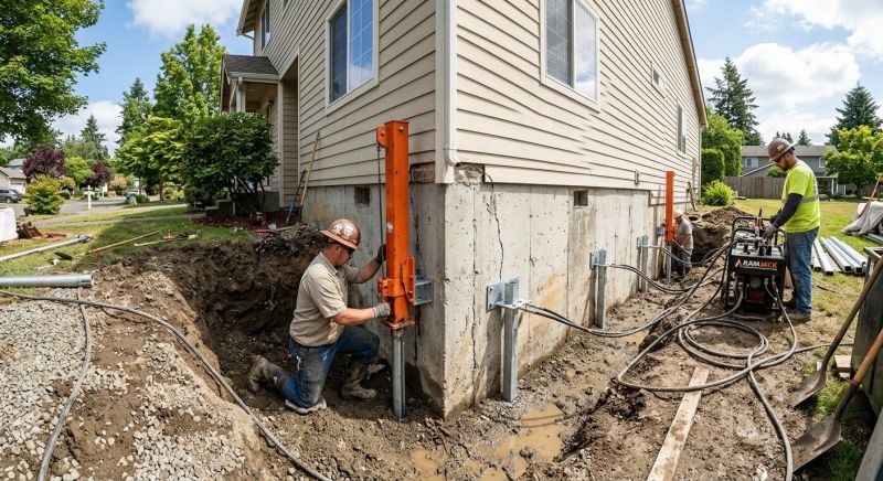 Sinking Foundation Repair in Burlington, MA