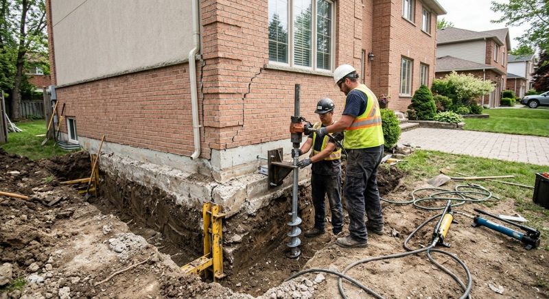 Sinking Foundation Repair in Holliston, MA
