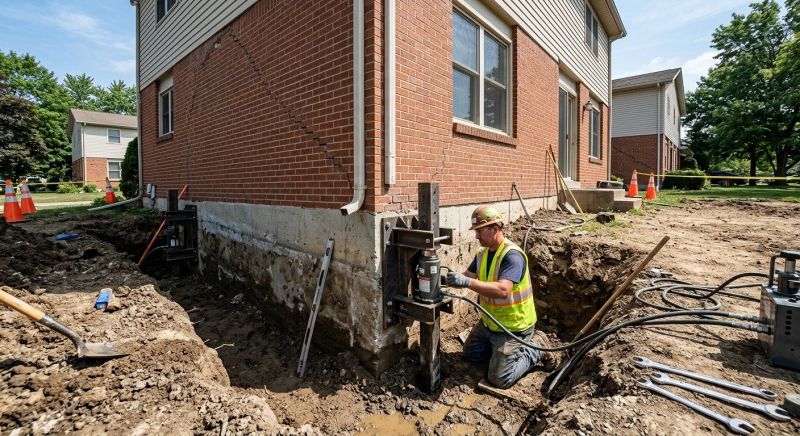 Sinking Foundation Repair in Westborough, MA